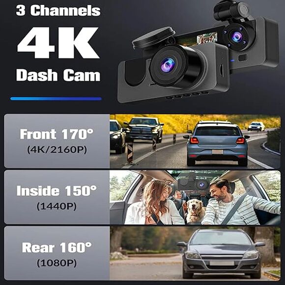 3 Cameras Vehicle Blackbox DVR Full HD 1080 recorder new in box - Picture 2 of 7